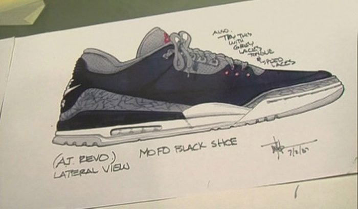 Tinker Hatfield's sketch of the Nike Air Jordan 3 (1987)